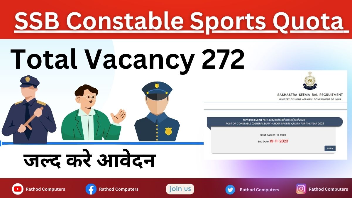 SSB Constable Sports Quota Recruitment