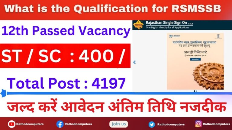 What is the Qualification for RSMSSB Junior Assistant?