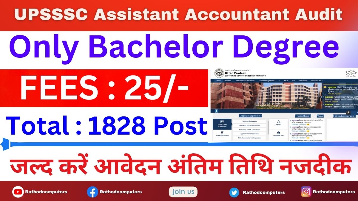 UPSSSC Assistant Accountant Auditor Recruitment Apply Online