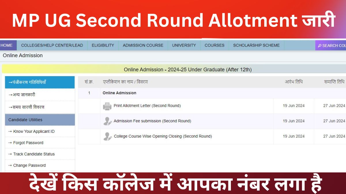 MP UG Second Round Allotment List